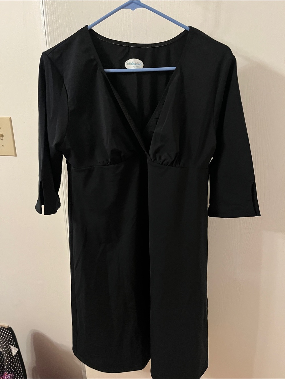 Classic Black Midi Dress with V-Neck